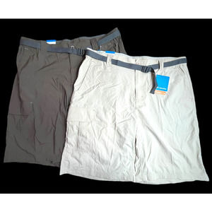 2 prs Columbia BATTLE RIDGE Omni-Shade Cargo Shorts | Men's 1x Khaki Green NWT